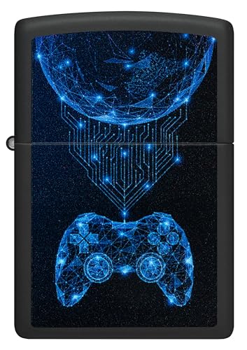 Image of Zippo Gaming Black Matte Windproof Pocket Fuel Refillable Lighter, BIS Certified