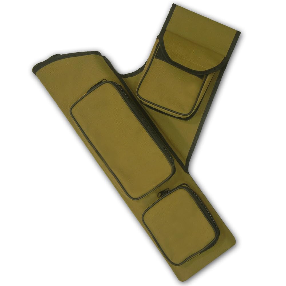 CarolUSA Archery Hunting, Indoor Outdoor Sport, Target Shooting Practicing 4 Arrow Tubes Nylon Fabric Hip Side Arrow Holder,Quiver,Bag With 3 Large Accessories Pockets (Left Handed)