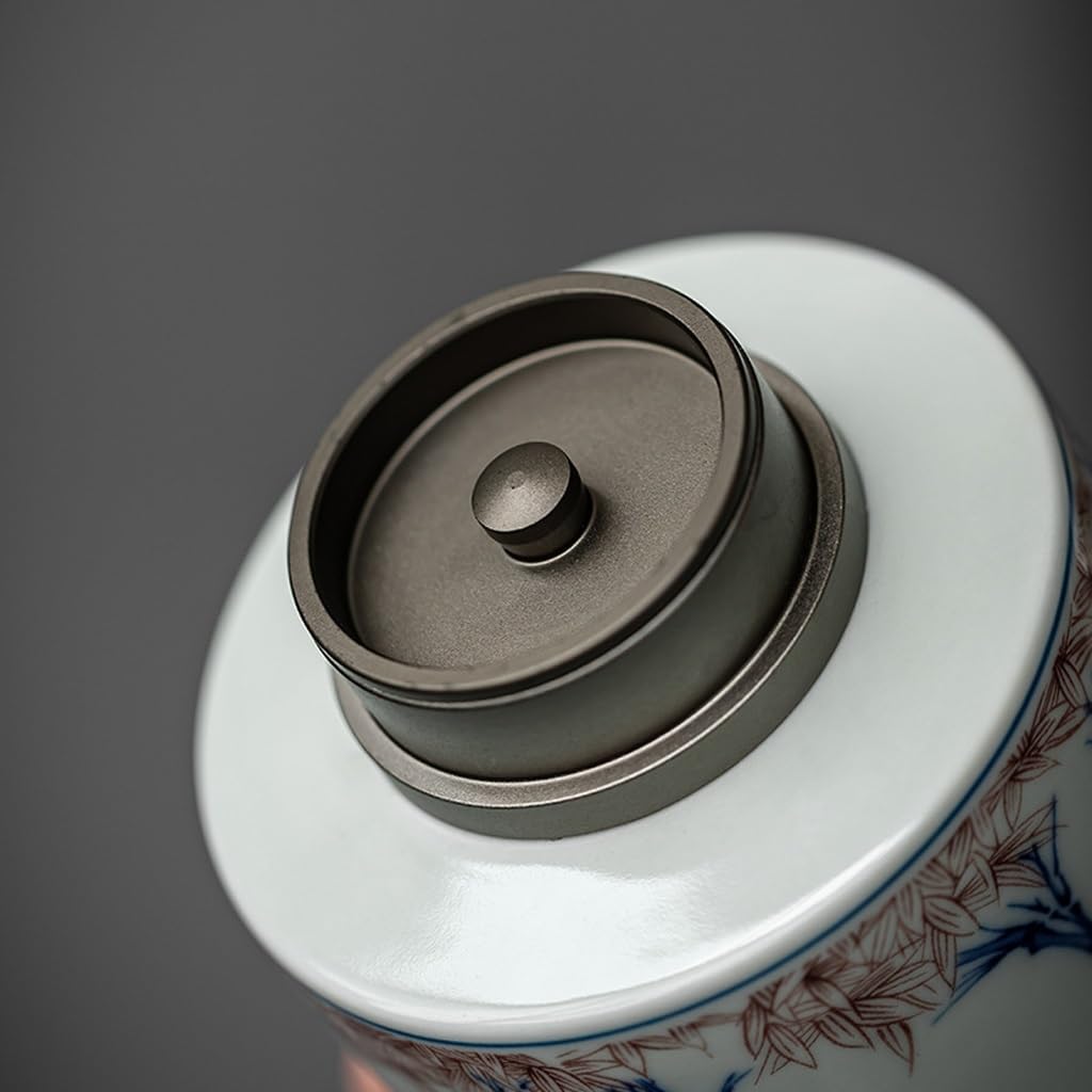 XYNSNDB Zestaw do herbaty Ceramiczna puszka na herbatę, Vintage niebiesko-biała zamknięta puszka na herbatę, aluminiowa pokrywka do przechowywania herbaty Może słoik do przechowywania herbaty