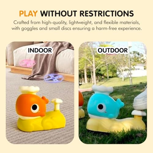 Image of Kidology Disc Launcher, Flying Disc Launcher Toy, Step-On Flying Saucer Launch Toy Set Backyard Games and Activities for Children & Family(Whale)