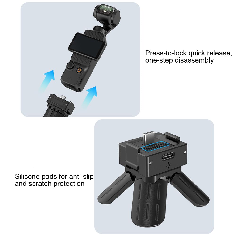 Mini statyw na biurko do DJI Osmo Pocket 3 stabilizator kamery Gimbal, podstawa ze stopu aluminium z portem ładowania typu C i funkcją szybkiego zwalniania
