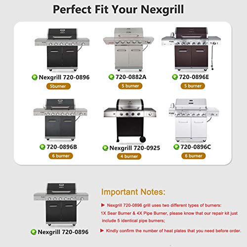 Grill Replacement Parts For Nexgrill 720-0896 720-0882A 720-0896B 720-0896E 720-0925, Heat Plates Shield Flame Tamer Grill Burner Pipe Tube Ignitor Parts For Nexgrill 5 Burner 720-0882A Grill #TOP1
