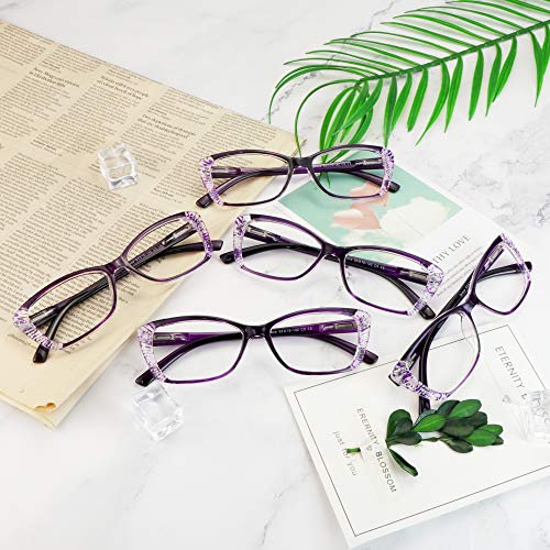Image of VisionGlobal 5 Pairs Reading Glasses with Spring Hinge, Blue Light Blocking Glasses for Women /Men