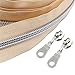 YaHoGa Argento Metallici Nylon Cerniere Lampo 9 m Rolle Chiusure Lampo a Metro, 30 mm Largo, inkluso 25 Nonlock-Cursore della Cerniera (Argento Beige)