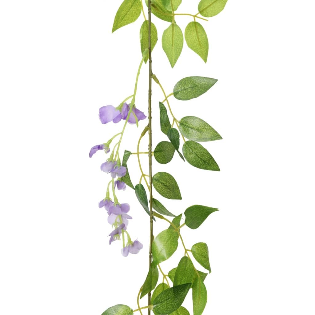 6X Künstliche Blumengirlande Lila 200 cm - Seidenblumen für Hochzeit, Party, Deko, Wanddekoration, Balkon, Innen- und Außenbereich