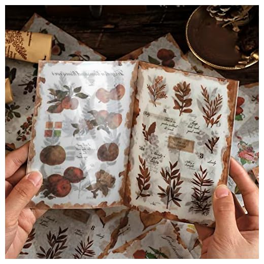 AVECMOI 20 Hojas (200 piezas) Scrapbooking Pegatinas Set, Acuarela Naturaleza Planta Pegatinas para Bullet Journal, Diario, Tarjeta, Artesanía