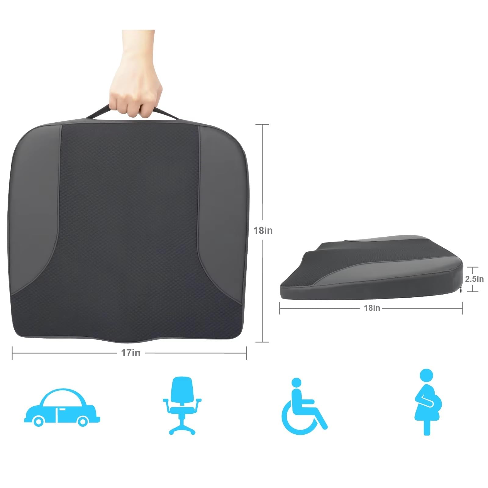 Weiches Autositzkissen Komfort-Memory-Schaum Innenausstattung(Dark gray)