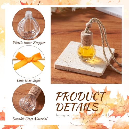 Image of Reallnaive 30 Pcs 30 Pcs Winter Car Diffuser Bottles Snowman Pumpkin Car Diffuser Winter Fall Hanging Empty Vehicle Air Freshener with Bow for Holiday Party Gift (Pumpkin)