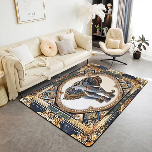 Tapete decorativo con estampado bohemio de elefantes 3x5 miniatura 1