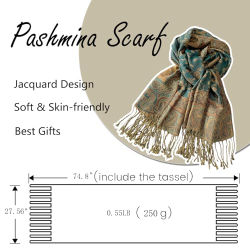 Pashmina Scarf for Women Shawls and Wraps Reversible Paisley Vintage Jacquard Soft Silky Rave Scarves Men4
