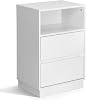Karl home Bedside Table, Side End Table Nightstand with 2 Drawers, Open Storage Shelf, Wooden Modern Night Stand for Living Room, Bedroom, Study, Small Spaces, White