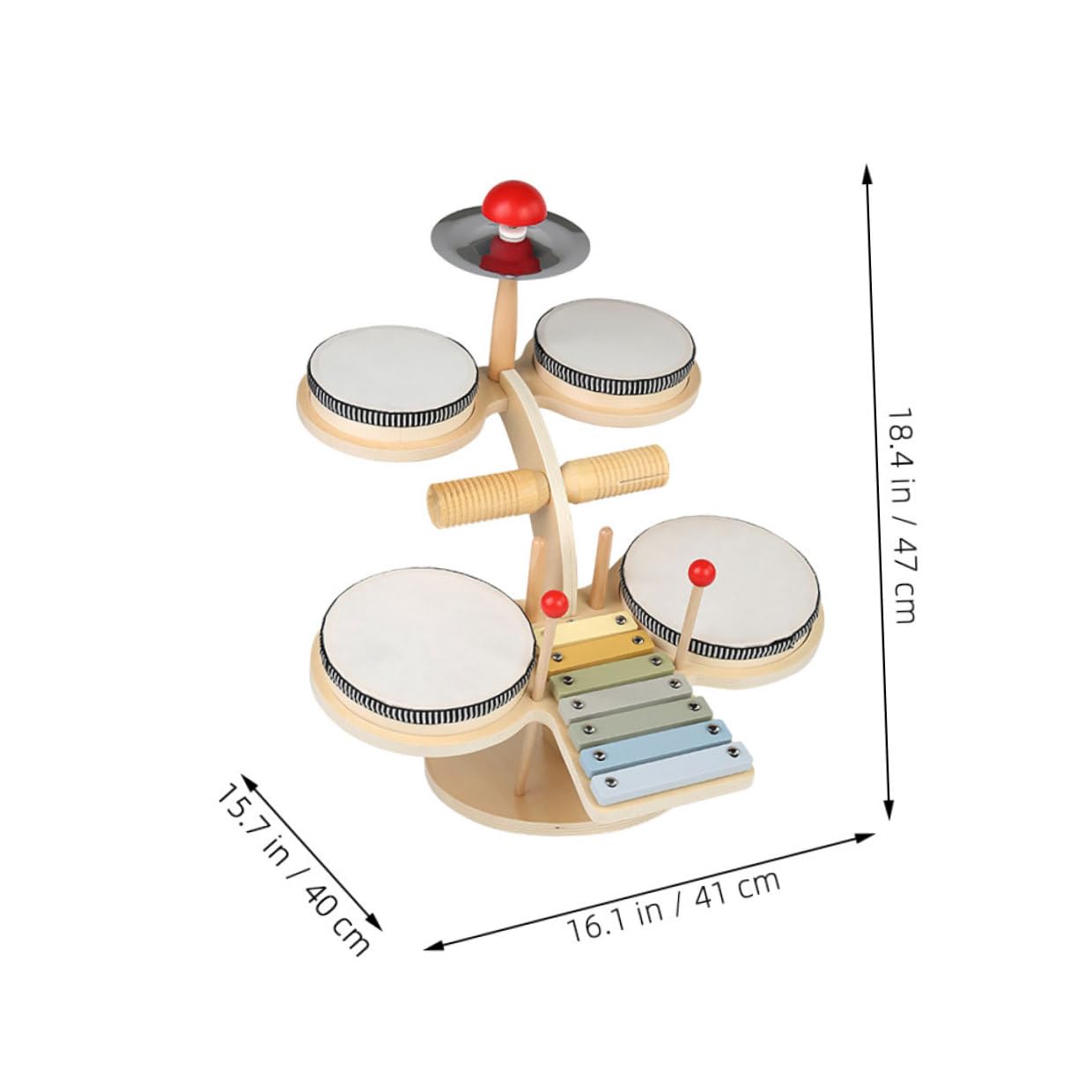 Batería de Madera para Niños, Juguete Educativo Musical, 1 Pieza | Juego de Batería Infantil, Instrumento de Aprendizaje, para Niño y Niña, Obsequio de Cumpleaños, Estilo Jazz