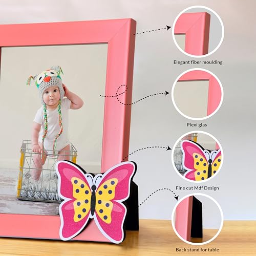 Image of Art Street Customized Cute Cartoon Character Design Wooden Table Photo Frame For Children Kids Return Gifts Birthday Party In Bulk For Girls Boys For Age 6-10, 6-12 Years ( Peach, Picture Size: 5x7 Inch)