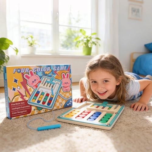 Juego de clasificación de colores de madera educativo infantil con desplazamiento magnético liso 6