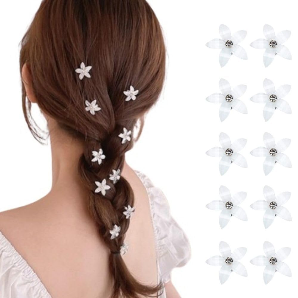 HONEY ACCESSORIES -10PCS of WHITE Flower Hair Clips Hair Barrettes Birthday Party Hair Supplies Wedding Flower Accessories for Women and Girls (WHITE)-image-45