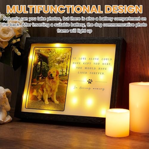 Sporgo Gedenk Fotorahmen Hund und Katze: Holz Bilderrahmen mit Foto Display, Andenken An Verstorbenen Hund, ErinnerungBilderrahmen, Holz Bilderrahmen für Hunde oder Katzenbesitzer (10 x 8 Zoll)