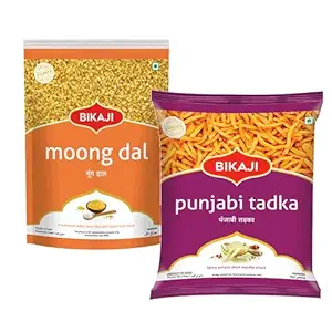 Moong Dal 1000g and Punjabi Tadka 200g Combo of 1200g (42.33Oz) – Authentic Indian Snacks Family Pack | Crunchy Namkeen, Party Mix, Bar Snacks & Tea-Time Treats