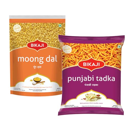 Moong Dal 1000g and Punjabi Tadka 200g Combo of 1200g (42.33Oz) – Authentic Indian Snacks Family Pack | Crunchy Namkeen, Party Mix, Bar Snacks & Tea-Time Treats