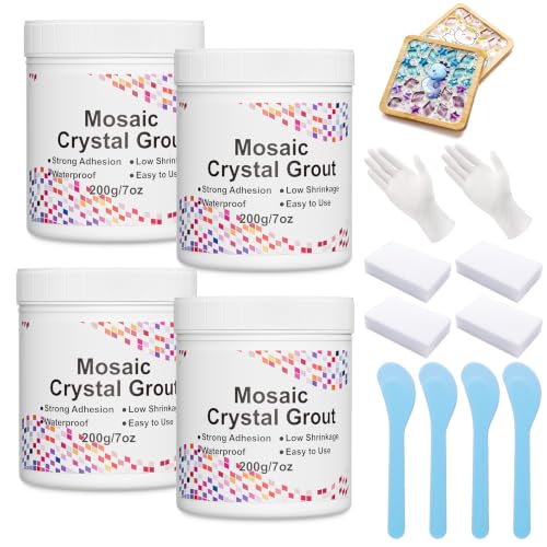Mosaic Grout for Crafts, 28.2oz Big Capacity, Grout for Mosaic Tiles Crafts, Essential for Handmade Grouting, DIY Craft Projects Accessories, No Need to add Water, Direct Caulking Tile Tools