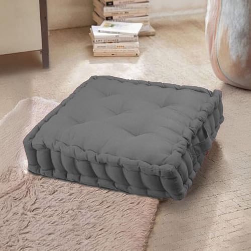Image of PrettyKrafts Set of 2 Cotton Chair Pad | Chair Cushion Pad | Chair Cushion | Soft & Comfortable Sitting (40x40x8cm, Grey Large)