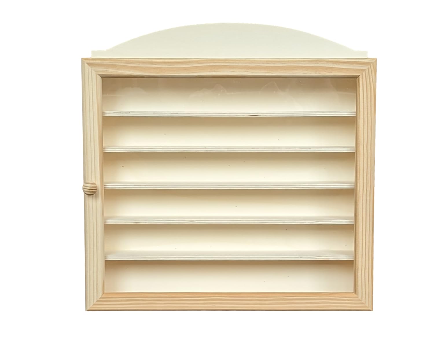 Greca - Vetrina per collezione, in legno, con 6 ripiani per diversi articoli, porta in vetro, in legno naturale, uso decorativo