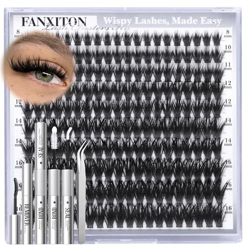 Spiky Natural Wispy Lash Clusters Kit, 8-16mm, Remover, Bond and Seal