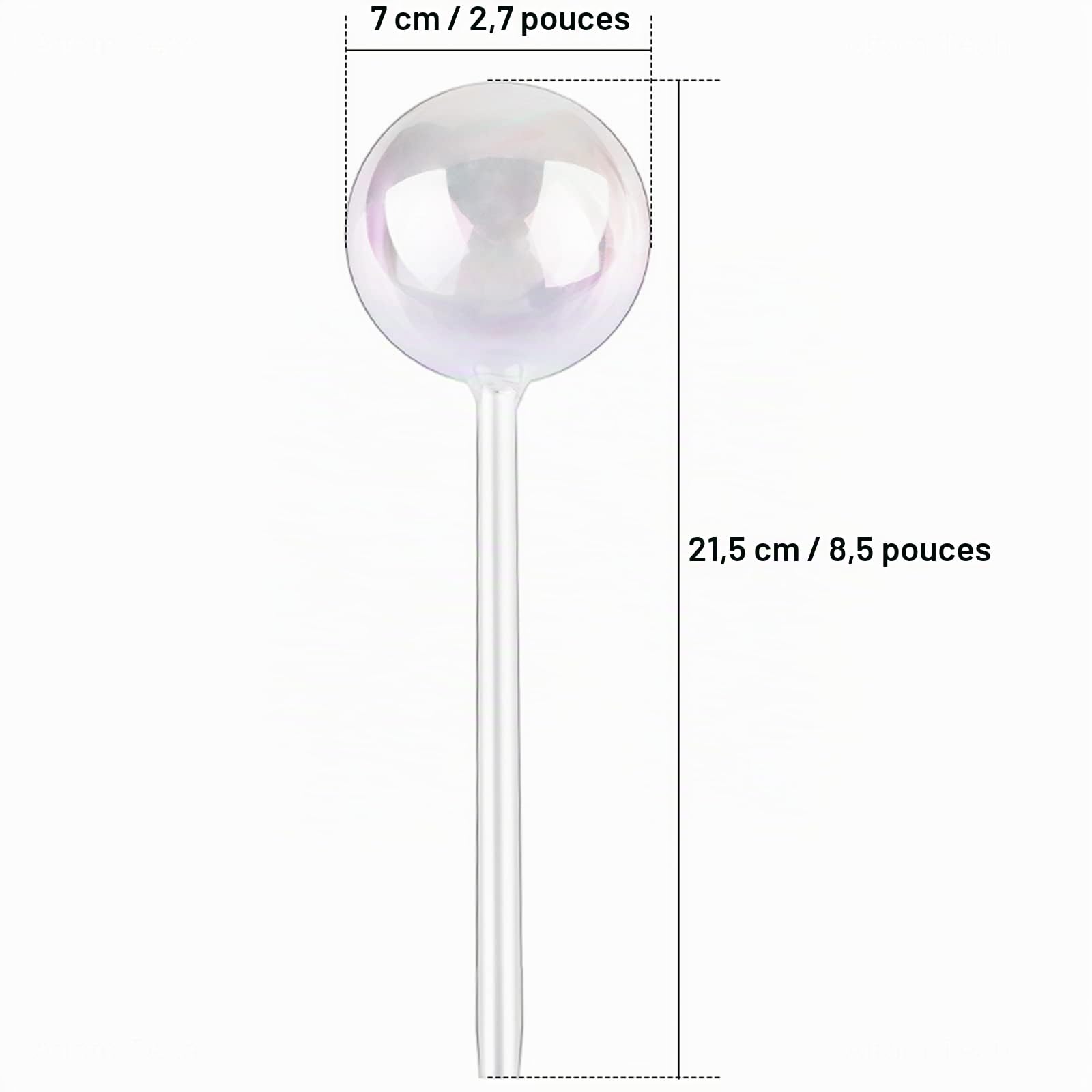 [4 PCS] Lot de 4 pointes en verre transparent avec système d'auto-arrosage, couleur arc-en-ciel irisée, dégradé de couleur