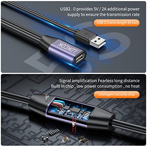 Image of USB 2.0 Type A Male to A Female Active Repeater Extension Cable 75ft, High Speed 480 Mbps