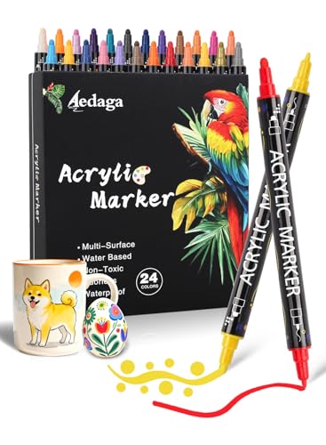 アクリルマーカー 24色 ドット・細字ペン先 水性ペン 無毒無臭 ペイント 防水 速乾 イラスト手帳/プラ板/ガラスに書ける/落書き DIY子供用 大人 プレゼント