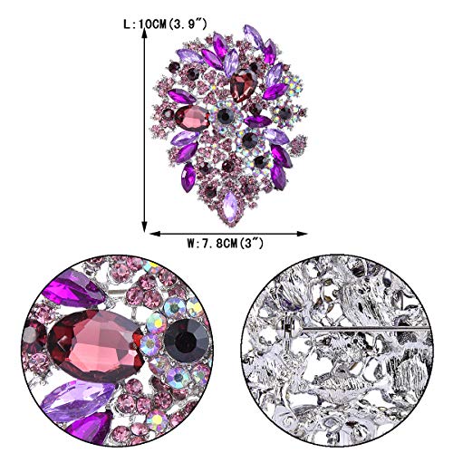 Image of EVER FAITH Women's Austrian Crystal Vintage Style Flower Leaf Cluster Brooch Pendant