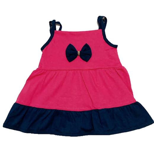 Vestido Infantil de Alcinha, Pink, Tamanho M para Bebês de 3 a 6 Meses