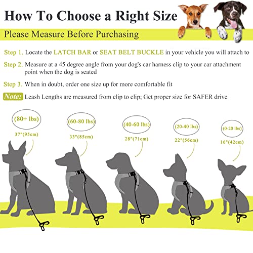 Vivaglory Dog Car Seat Belt Restraint - No-Chew Heavy Duty Car Seatbelt For Pets, Coated Steel Rope To Prevent Chewing, Length 33" For X-Large Dogs - 60-80 Lbs. #TOP4