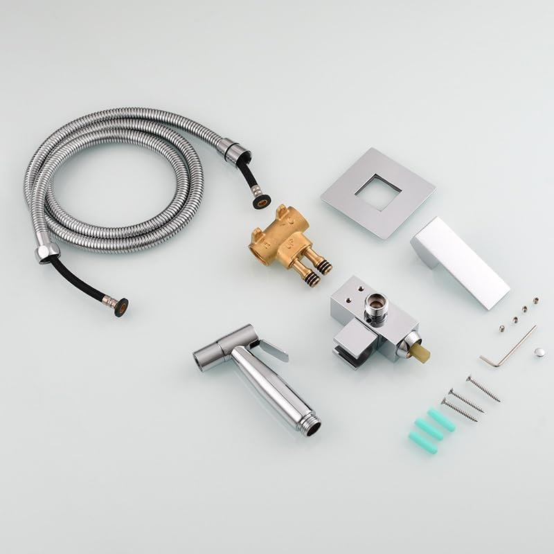 Bidet Sprayer for Toilet Tap Toilet Jet Wash Spray with Hot and Cold Water Mixer Cold As Mixed Brass Black Single Mode (Brushed Gold Dual Mode)