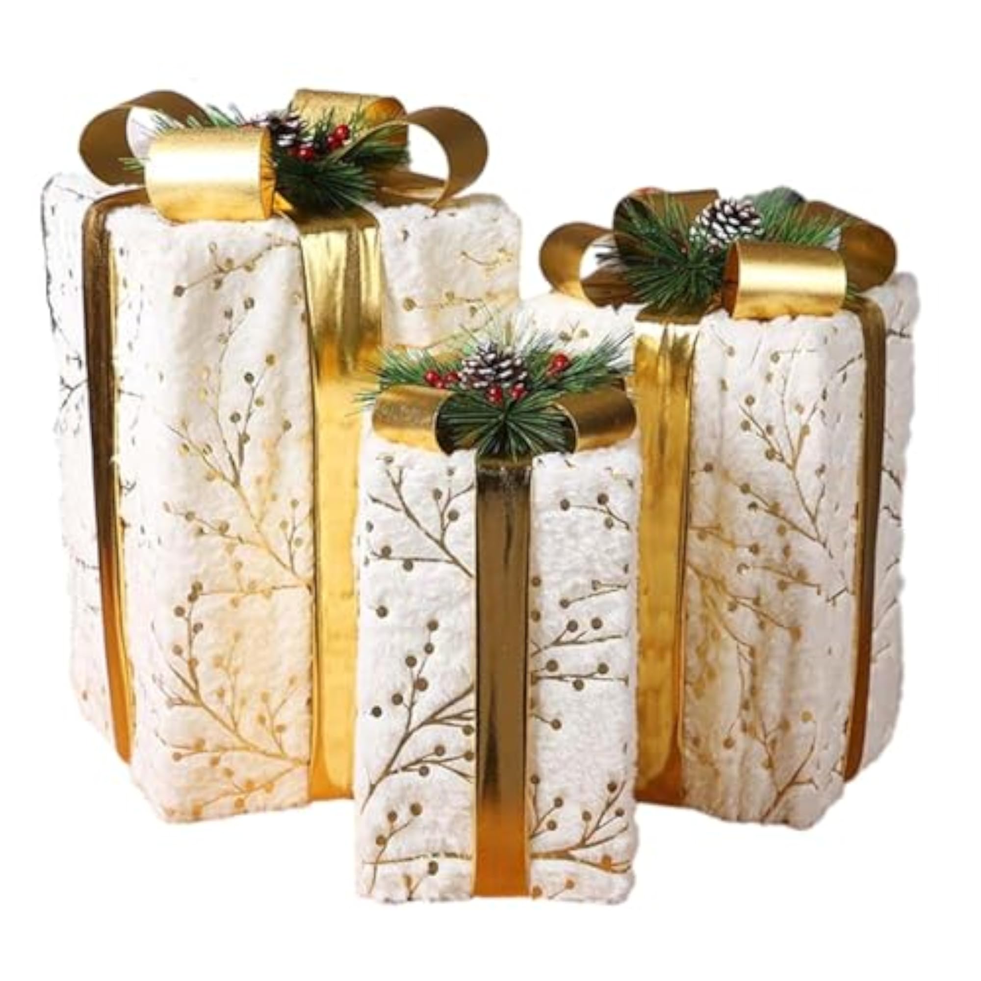 3Pcs Gift Boxes for Christmas Decoration, Rectangle