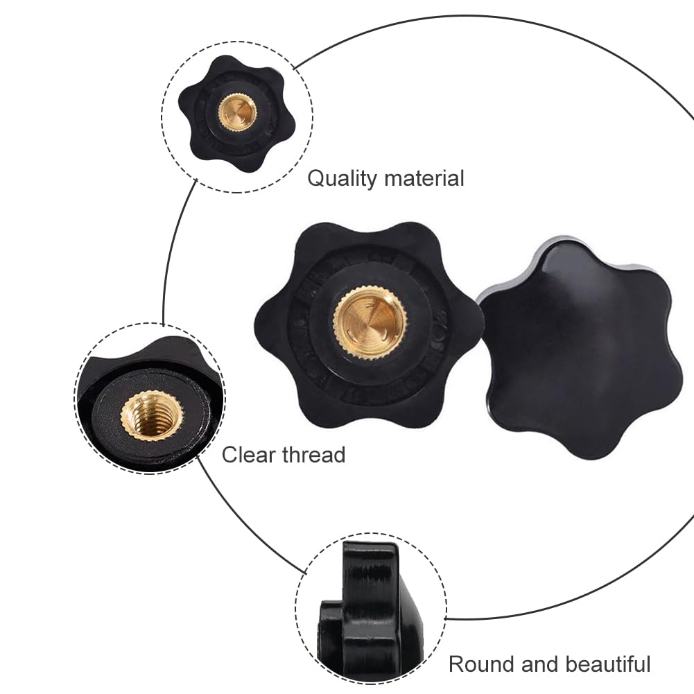 Produktbild von Othmro Stern-Klemmknopf Mit Innengewinde M10 – 40 Mm Kopfdurchmesser, Schwarz, 4 Stück