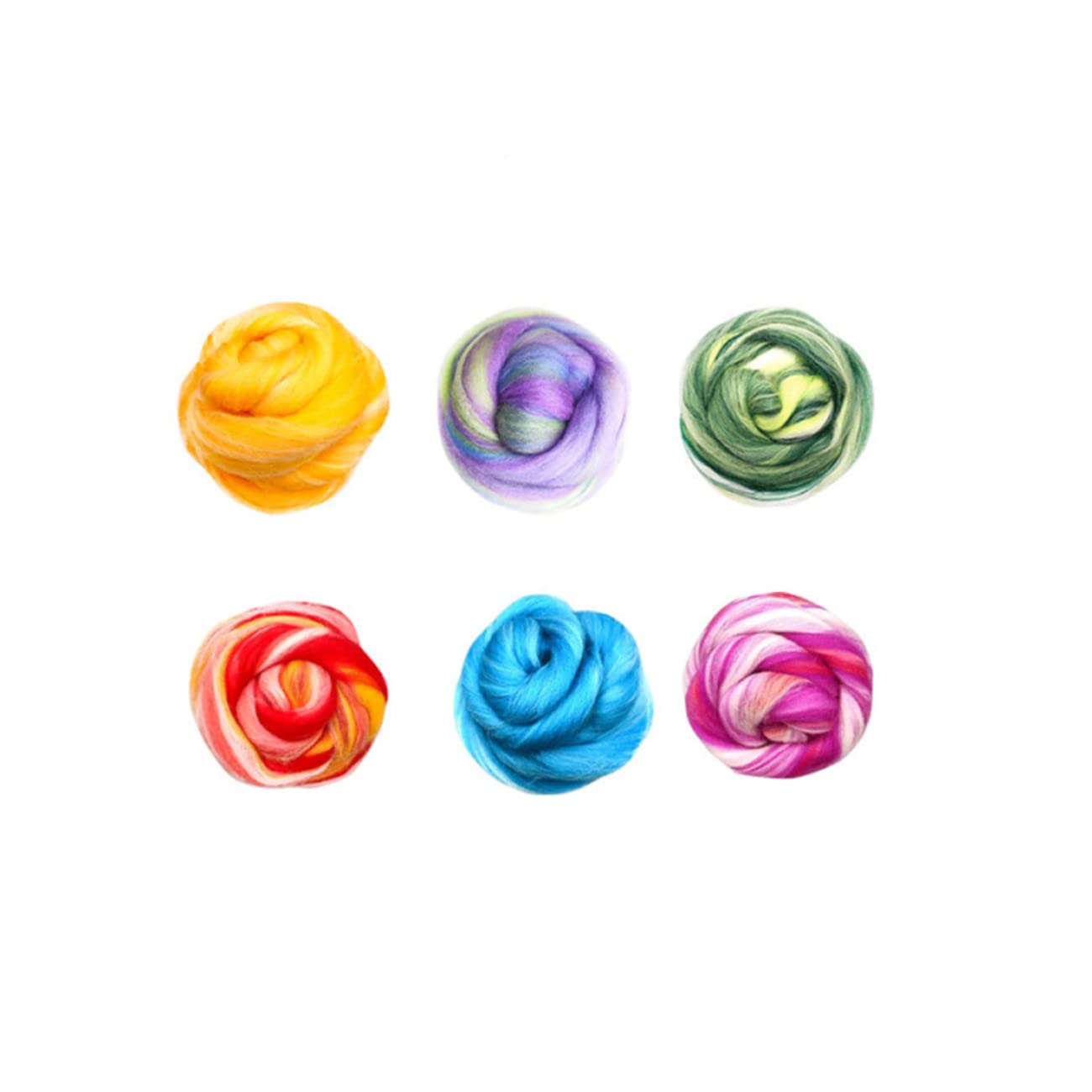 Decoendiy 6 Colors Wool Roving, Needle Felting Wool, Wool Yarn Felt Hand Spinning DIY Craft Materials, 10g/Color (Colorful)