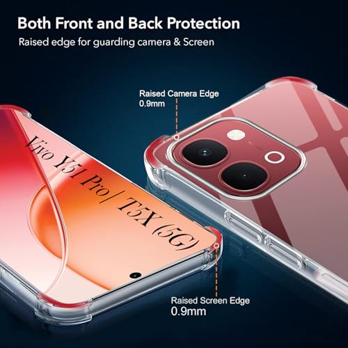 Image of Jkobi Shockproof Crystal-Clear Back Cover for Vivo Y51 Pro 5G | Vivo T5x (Anti Yellow Case | Drop & Camera Protection | Hard Polycarbonate)