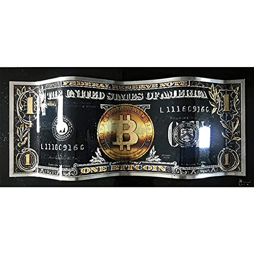 Impresiones en Lienzo Pintura en Lienzo Moderna Imagen de un Dólar de Bitcoin Póster de arte Retro Vintage Para Decoración Del Hogar (70x145cm Sin marco, MY01) Cover