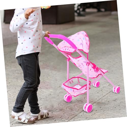 SOPOTUTU Puppenwagen mit Stabilem Metallrahmen und Einkaufskorb Kompakt Klappbar für Rollenspiele von Mädchen Ab Jahren Fördert Kreativität und Soziales Robust und Langlebig – Bild 6