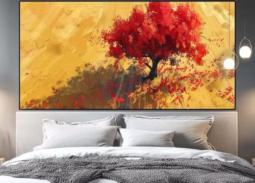 Diamond painting adulte grand format rouge 70x40 cm avec broderie diamant arbre carré