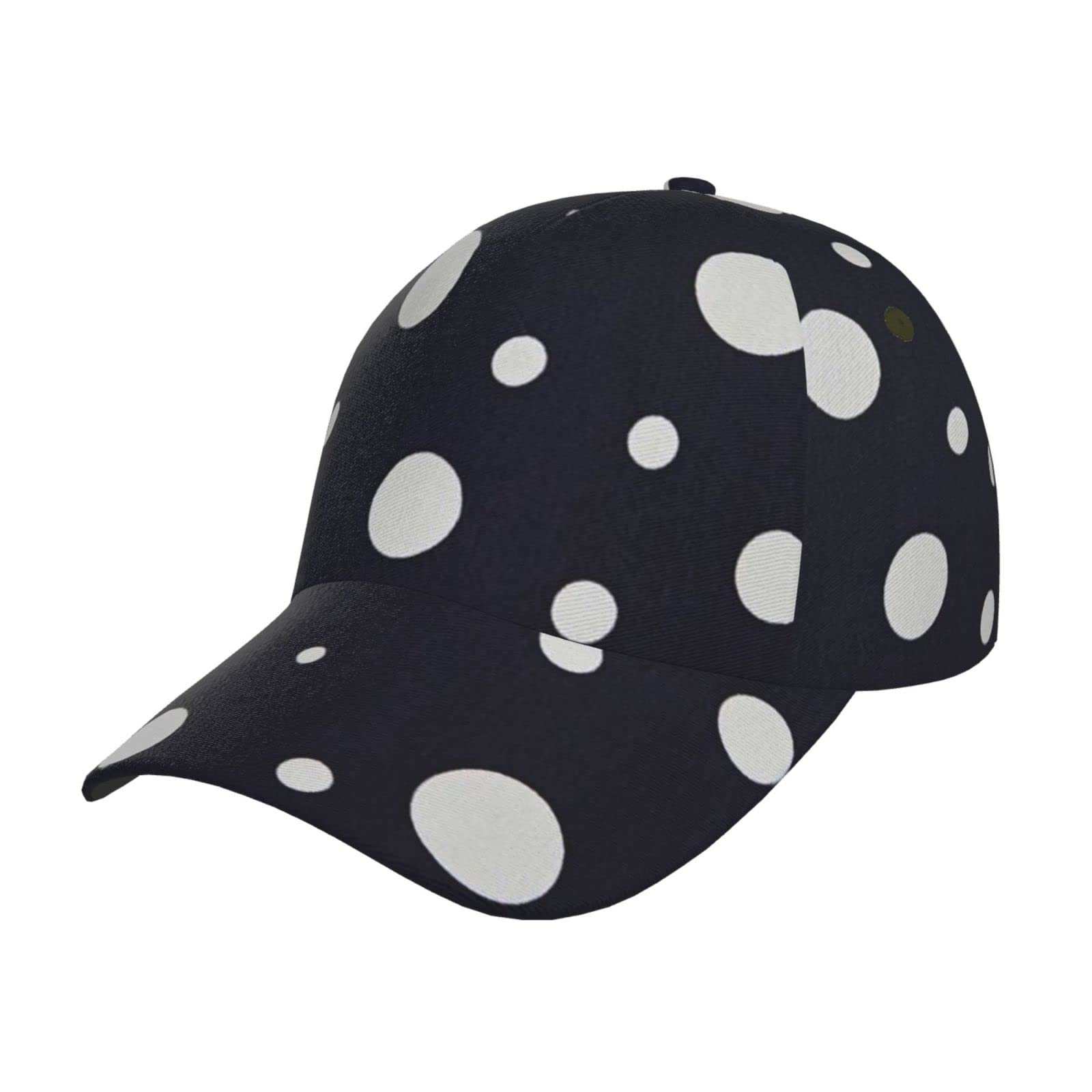 Vbcdgfg Black and White Polka Dot Print Baseball Cap, Adjustable Hats Unisex Trucker Hat Hip Hop Hat