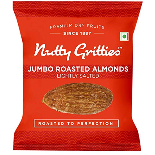 Image of Nutty Gritties California Roasted Almonds, Lightly Salted, Dry Roasted, Non Fried, Zero Oil, Crunchy Healthy Snack - 24g (Pack of 30)