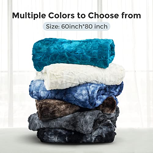 Moofun Faux Fur Throw Blanket- 60 X 80 Inches, Soft Fluffy Cozy Warm Fuzzy Machine Washable, Durable Blanket For Couch And Bed - Brown #TOP5