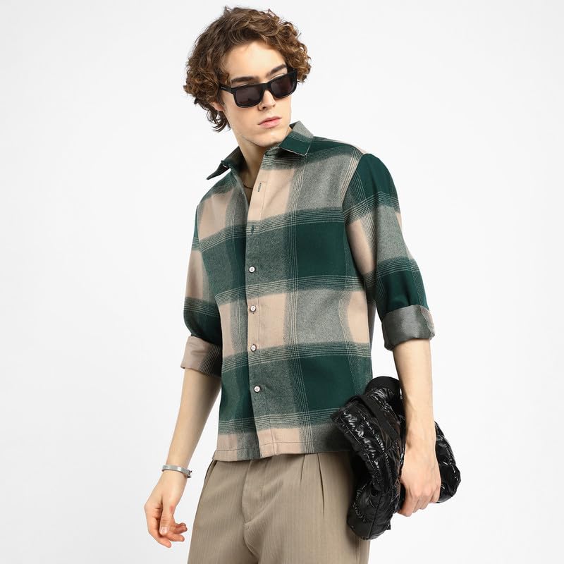 Image of CAHOOT Men's Shacket for Casual Wear | Spread Collar | Long Sleeve | Button Closure | Overshirt /Shacket Crafted with Comfort Fit for Everyday Wear