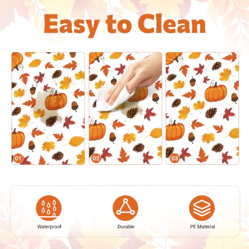 Image of Childom 3 Pack Thanksgiving Tablecloth,Thanksgiving Decorations 54x108 Inch Disposable Plastic Tablecloth,Fall Pumpkin Maple Leaf Party Table Cover for Home Table Decor Dinner Birthday Party Supplies