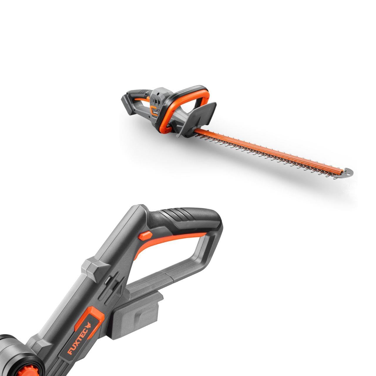 FUXTEC 20V Garten-Set FX-20VSET5 aus FX-E1RT20SET und FX-E1HS20-2,2Kg & 3,6Kg, 25cm Schnittbreite, 52cm Schnittlänge