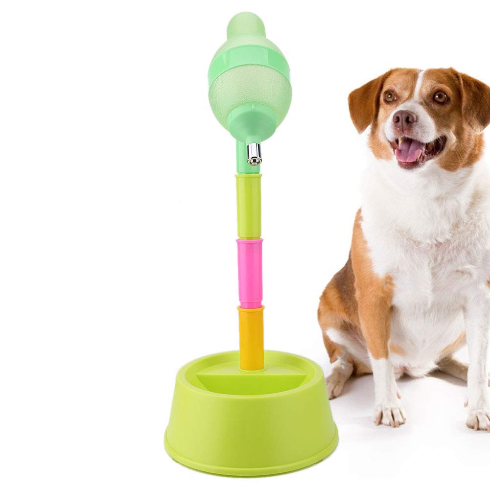 Dispenser di Acqua per Cani in plastica Portatile a Tenuta stagna, Ciotola per Acqua per Animali Domestici Regolabile in Altezza Gatti per Animali Domestici (Green Base)