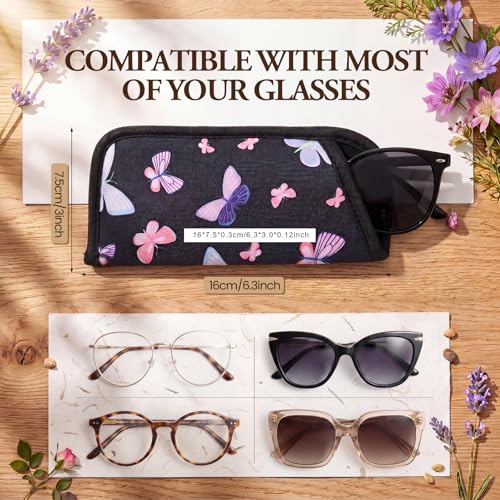 Image of 5 Pack Soft Eyeglasses Case Slim Sunglasses Pouch for Women Portable Cloth Eyewear Case Spectacle Sleeve for Girl(Fruit Floral)