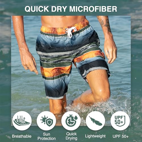 Image of Kanu Surf Men's Big Viper Extended Size Stripe Swim Trunk