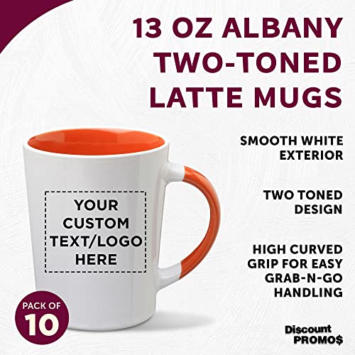 Juego de 10 tazas de cerámica personalizadas 13 oz naranja miniatura 3